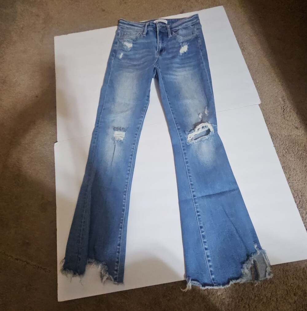 Flying Monkey Flare Jeans Size 26 Distressed Raw Hem